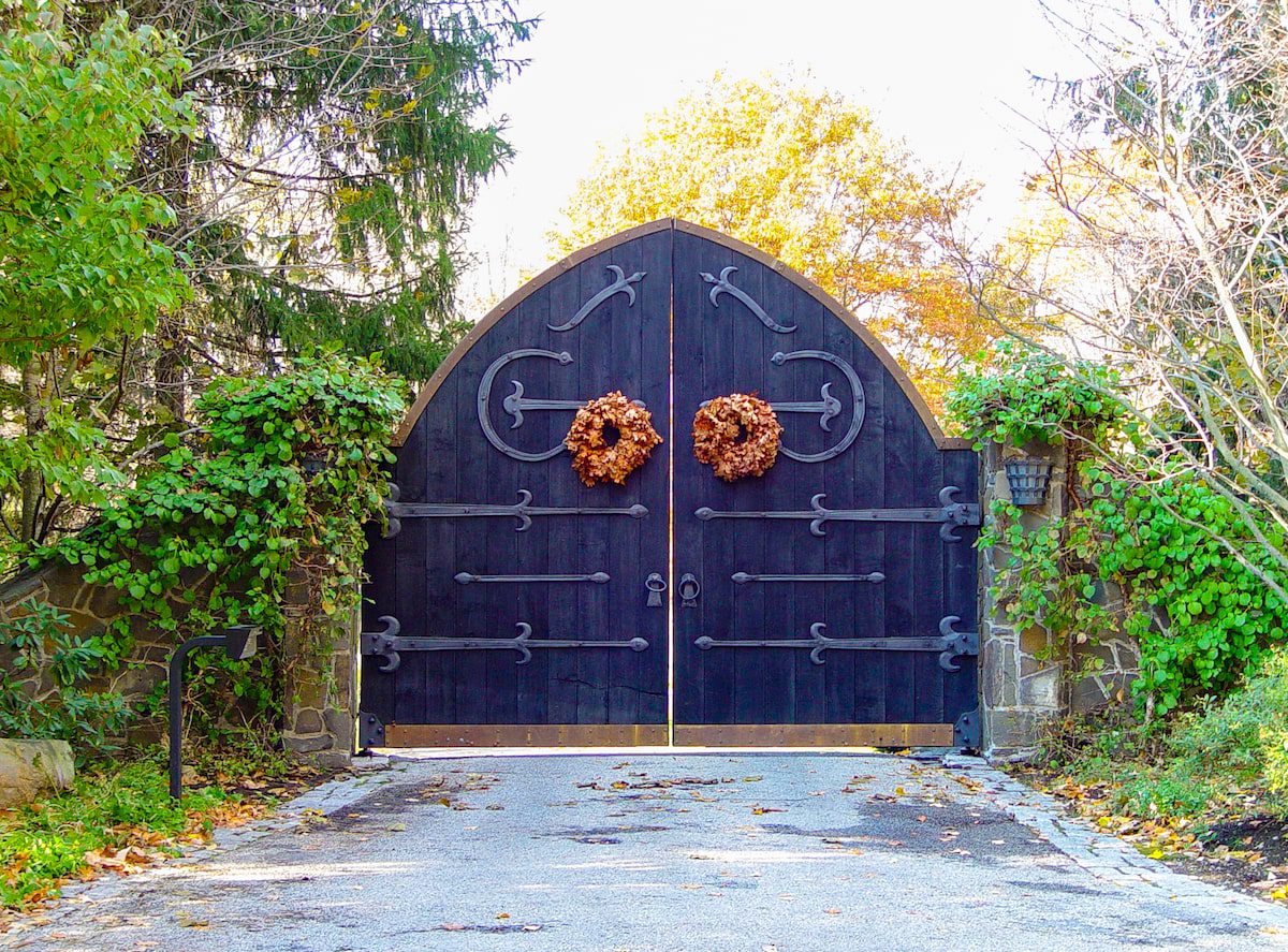 Large wooden gate doors